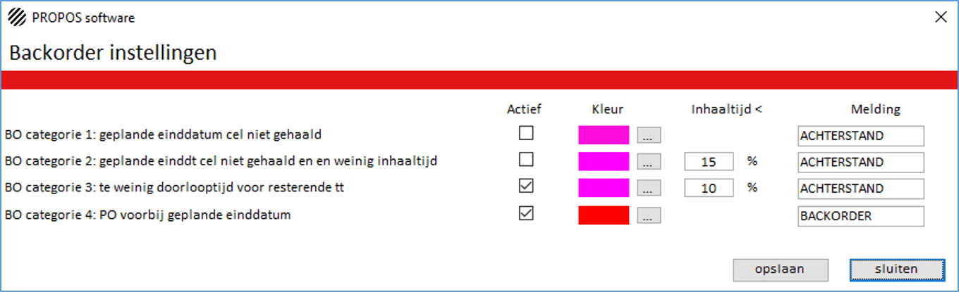 Backorder Instellingen